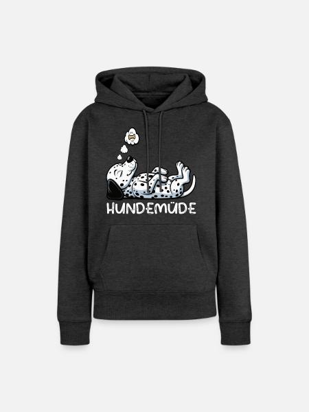Hundemüde Dalmatiner Dalmatinerbesitzer Dalmatine - Frauen Premium Bio Hoodie - Anthrazit meliert