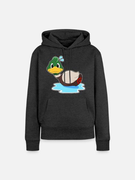 Ente Schwimmen - Frauen Premium Bio Hoodie - Anthrazit meliert