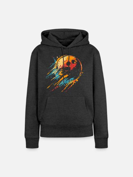 90er Bowlingkugel - Frauen Premium Bio Hoodie - Anthrazit meliert