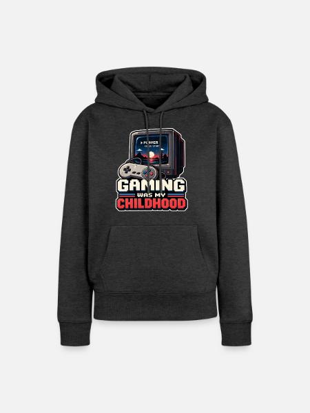 Gaming war meine Kindheit - Frauen Premium Bio Hoodie - Anthrazit meliert