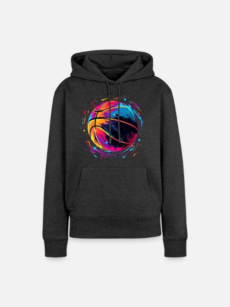 Retro Basketball Vaporwave - Frauen Premium Bio Hoodie - Anthrazit meliert