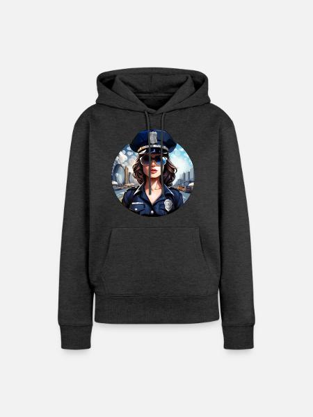 Polizistin - Frauen Premium Bio Hoodie - Anthrazit meliert