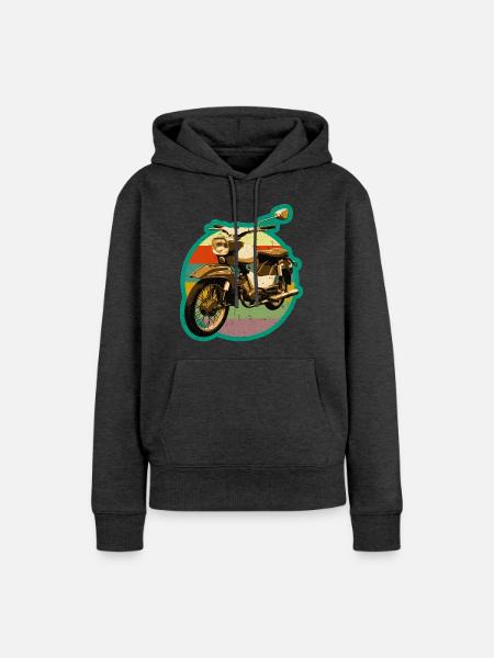 Simmi Star SR4-2 DDR Moped im Retro used look - Frauen Premium Bio Hoodie - Anthrazit meliert