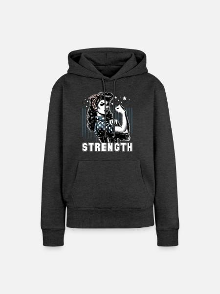 Stärke Frau Rockabilly Geschenk - Frauen Premium Bio Hoodie - Anthrazit meliert