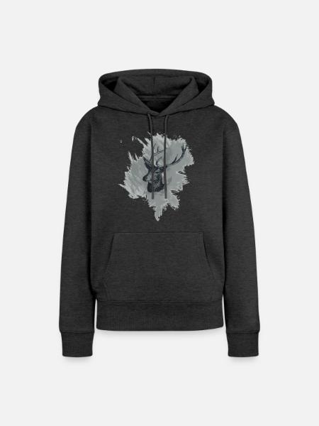 Hirschkopf - Prachtexemplar - Frauen Premium Bio Hoodie - Anthrazit meliert
