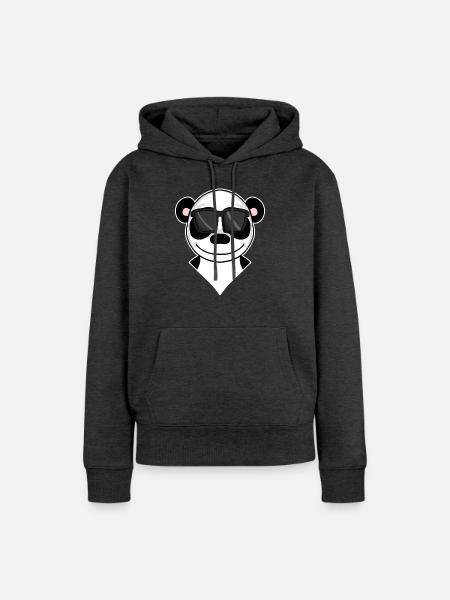 Panda - cooler Pandabär - Frauen Premium Bio Hoodie - Anthrazit meliert