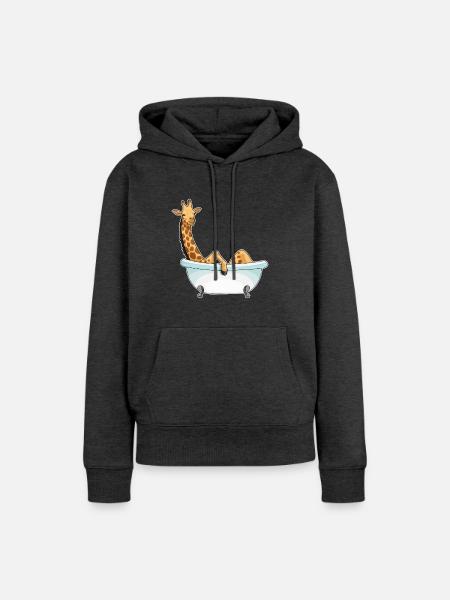 Giraffe Baden Badewanne - Frauen Premium Bio Hoodie - Anthrazit meliert