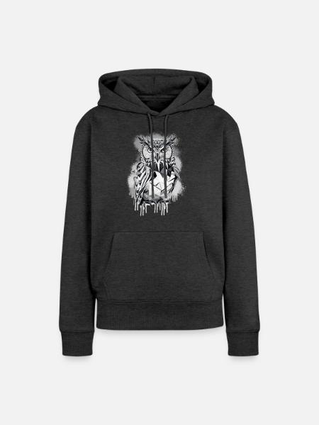 Geometrische Eule - Frauen Premium Bio Hoodie - Anthrazit meliert