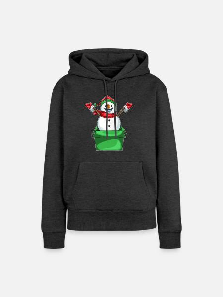 Schneemann Weihnachten Karton - Frauen Premium Bio Hoodie - Anthrazit meliert