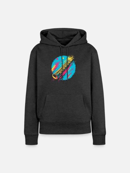 Flöte - Frauen Premium Bio Hoodie - Anthrazit meliert
