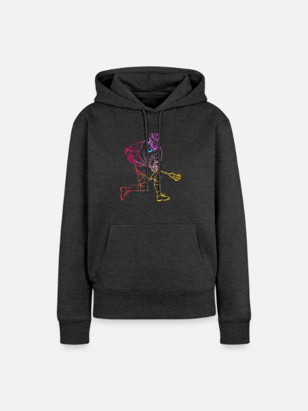 Lacrossespieler Zeichnung - Frauen Premium Bio Hoodie - Anthrazit meliert