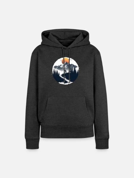 Fahrradfahrer Illustration - Frauen Premium Bio Hoodie - Anthrazit meliert