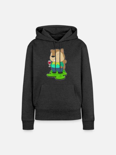 Eichhörnchen Rotwein - Frauen Premium Bio Hoodie - Anthrazit meliert