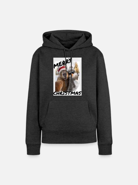 Capybara Weihnachten Winterfreunde - Frauen Premium Bio Hoodie - Anthrazit meliert