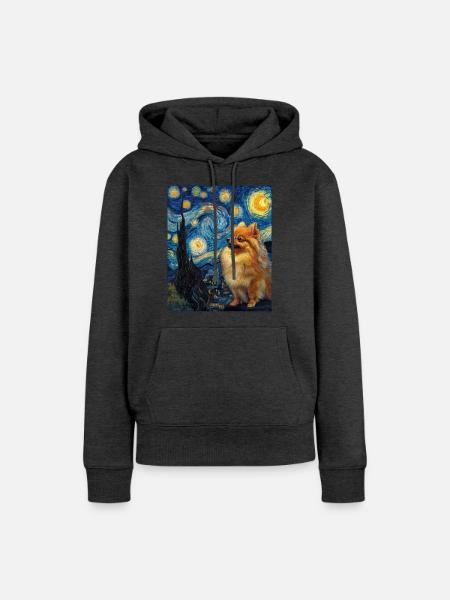 Zwergspitz Spitz Pomeranian - Frauen Premium Bio Hoodie - Anthrazit meliert