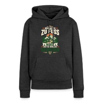 Wandern Berge Wanderer Geburtstag Geschenk - Frauen Premium Bio Hoodie - Anthrazit meliert - Vorne - Selfina (174cm)