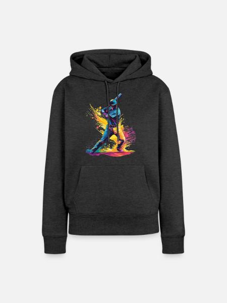 Baseball Spieler - Frauen Premium Bio Hoodie - Anthrazit meliert