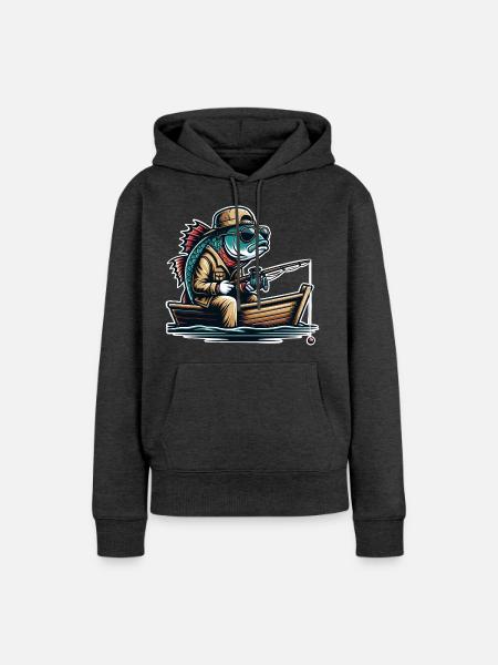 Angeln Angler - Frauen Premium Bio Hoodie - Anthrazit meliert
