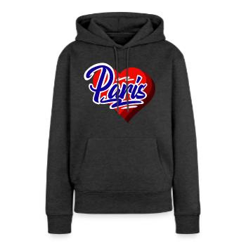 Paris - Sweat à capuche Premium bio Femme - anthracite chiné - Devant - Selfina (174cm)
