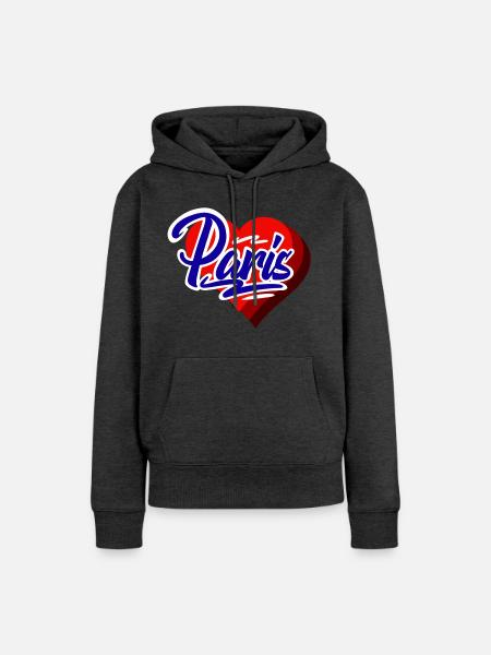 Paris - Frauen Premium Bio Hoodie - Anthrazit meliert