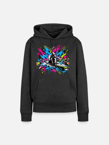 Rudern Graffiti - Frauen Premium Bio Hoodie - Anthrazit meliert