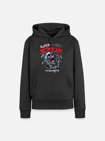 Halloween - Super Scream - Frauen Premium Bio Hoodie - Anthrazit meliert