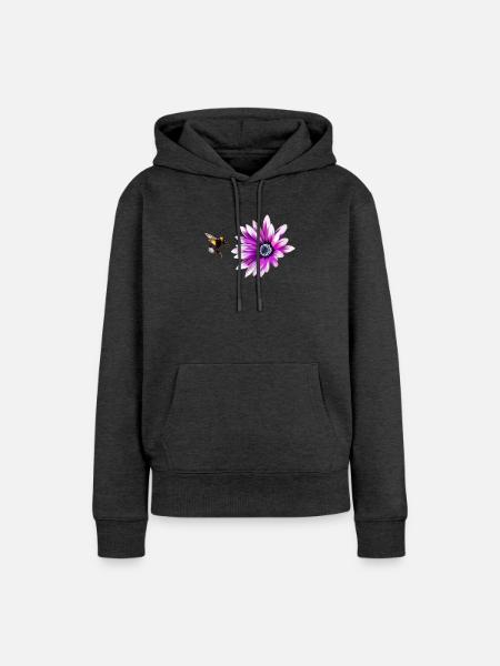 Blume und Hummel - Frauen Premium Bio Hoodie - Anthrazit meliert