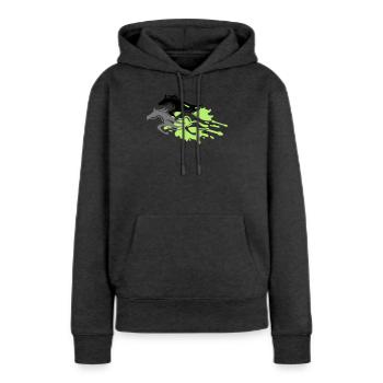pferde - hengst - stute - fohlen - Frauen Premium Bio Hoodie - Anthrazit meliert - Vorne - Selfina (174cm)