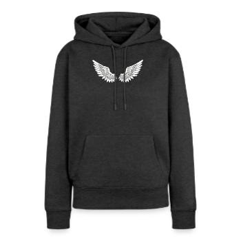 wings angel - Sweat à capuche Premium bio Femme - anthracite chiné - Devant - Selfina (174cm)