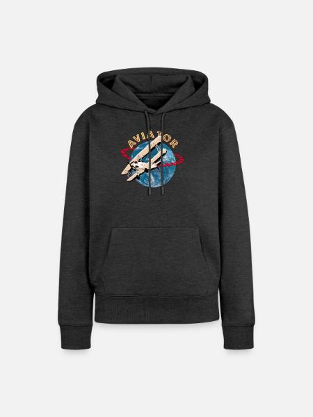 Pilot von Flugzeugen - Frauen Premium Bio Hoodie - Anthrazit meliert
