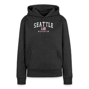 Seattle Washington - Sweat à capuche Premium bio Femme - anthracite chiné - Devant - Selfina (174cm)