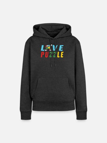 Liebe Puzzle - Frauen Premium Bio Hoodie - Anthrazit meliert