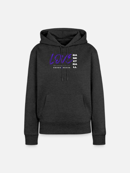 Ich liebe Basketball blau - Frauen Premium Bio Hoodie - Anthrazit meliert