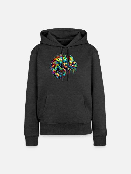 Chamäleon - Frauen Premium Bio Hoodie - Anthrazit meliert