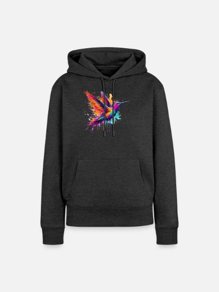 Kolibri - Frauen Premium Bio Hoodie - Anthrazit meliert