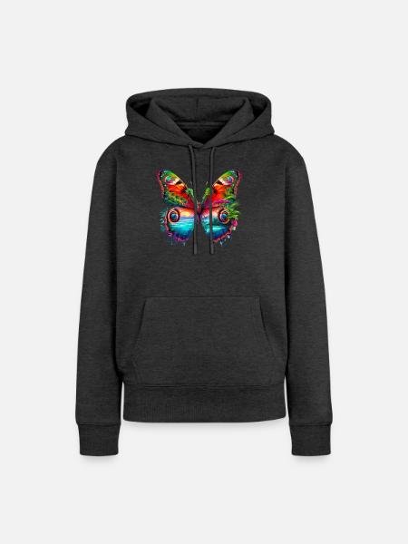 Schmetterling - Frauen Premium Bio Hoodie - Anthrazit meliert