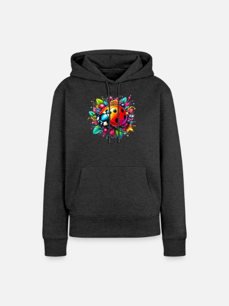 Marienkäfer - Frauen Premium Bio Hoodie - Anthrazit meliert