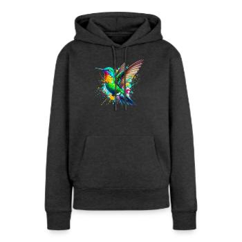 Kolibri - Frauen Premium Bio Hoodie - Anthrazit meliert - Vorne - Selfina (174cm)