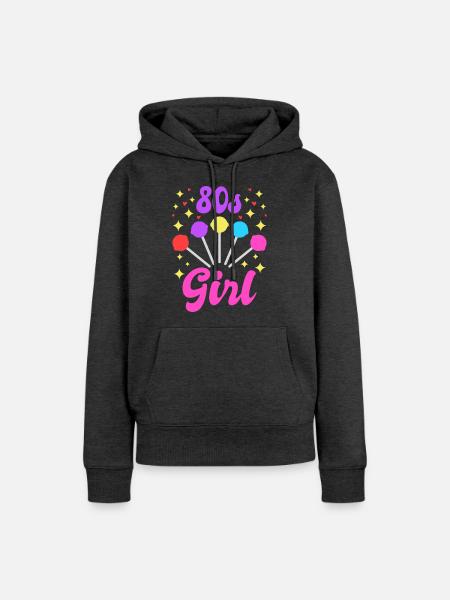 80er Mädel - Frauen Premium Bio Hoodie - Anthrazit meliert