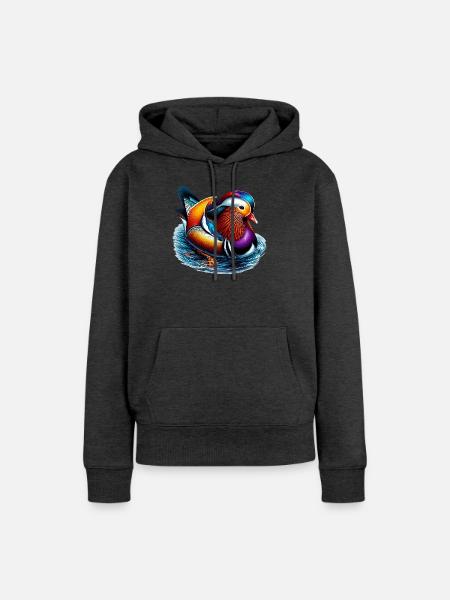 Mandarinente - Frauen Premium Bio Hoodie - Anthrazit meliert