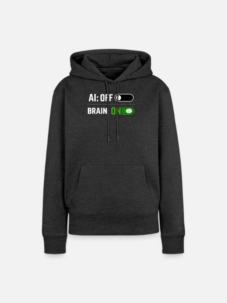 KI AUS - Frauen Premium Bio Hoodie - Anthrazit meliert