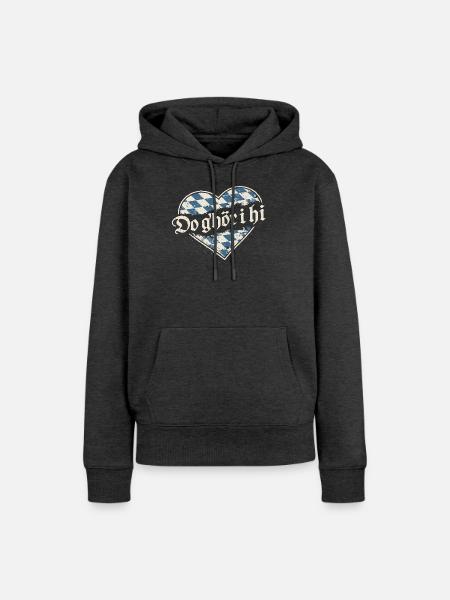 Do g’hör i hi – Bayerisches Herz Dialekt - Frauen Premium Bio Hoodie - Anthrazit meliert