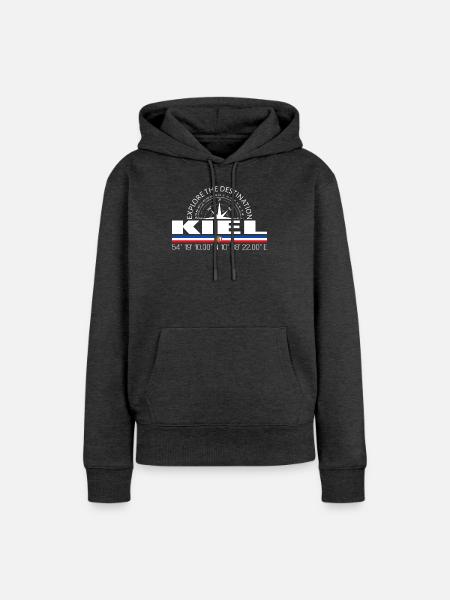 Kiel - Frauen Premium Bio Hoodie - Anthrazit meliert