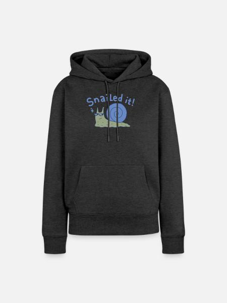 Snail mit Pixelbrille - Frauen Premium Bio Hoodie - Anthrazit meliert