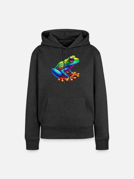 Frosch - Frauen Premium Bio Hoodie - Anthrazit meliert