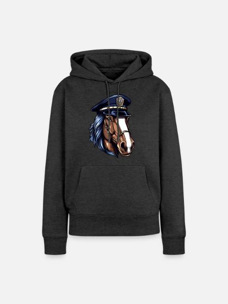 Pferde Polizist - Frauen Premium Bio Hoodie - Anthrazit meliert