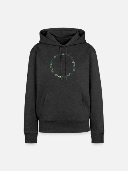 Immergrüner Kranz - Frauen Premium Bio Hoodie - Anthrazit meliert