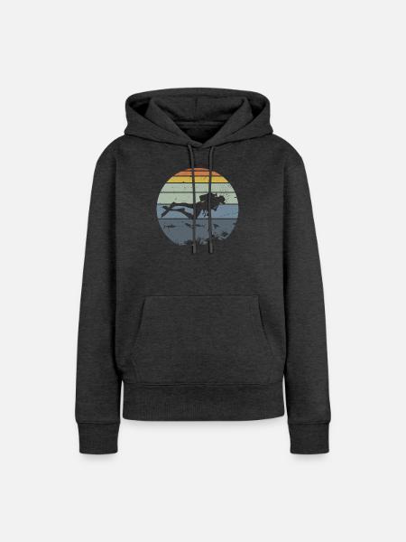 Unterwassertaucher Silhouette Szene - Frauen Premium Bio Hoodie - Anthrazit meliert