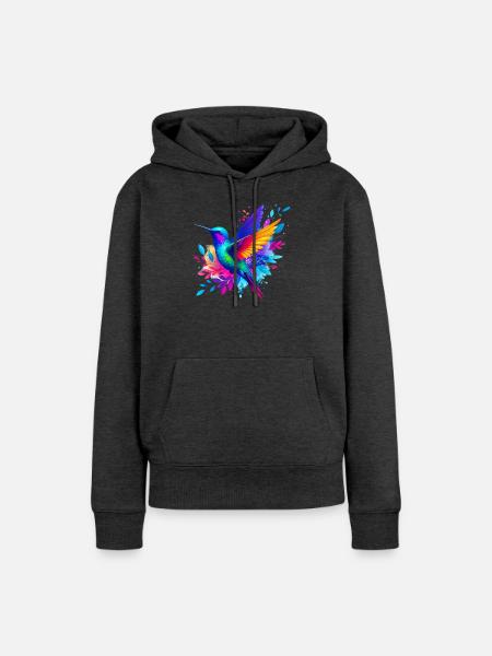 Kolibri - Frauen Premium Bio Hoodie - Anthrazit meliert