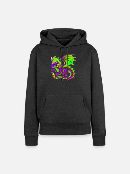 Drache - Frauen Premium Bio Hoodie - Anthrazit meliert